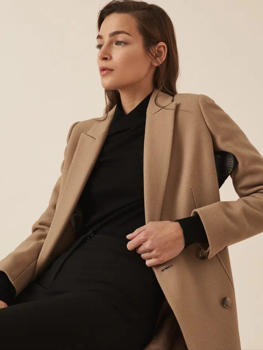 Reiss Santhia Wool Blend Mid Length Coat Camel Sz 2 - Picture 15 of 15